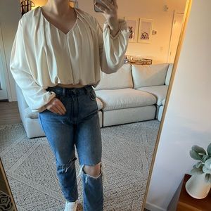 White cropped blouse